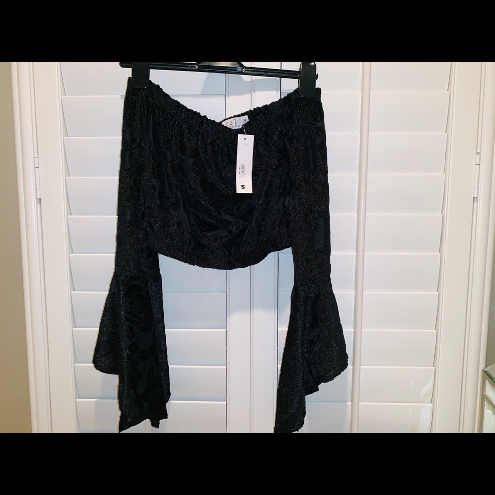 Off the Shoulder Lacey Long Sleeve Top